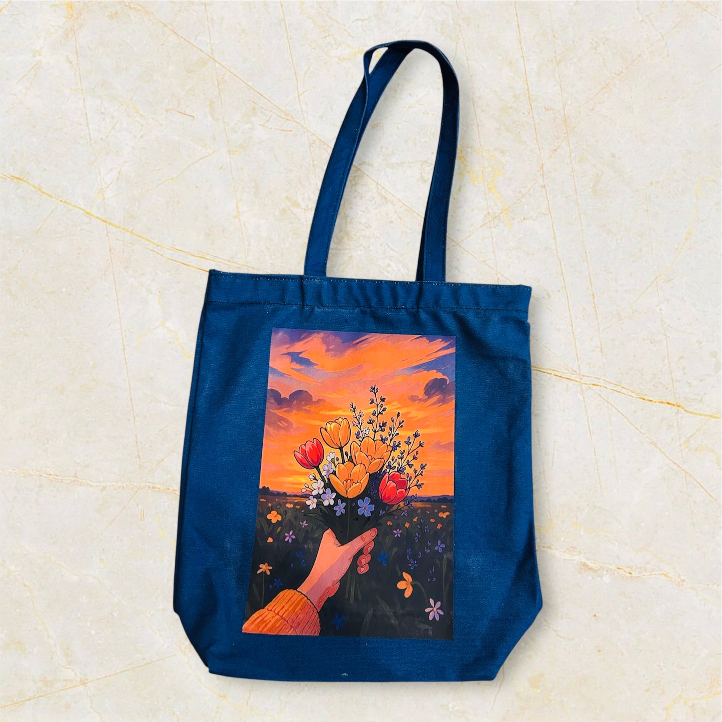 Zipper Cotton Tote Bag