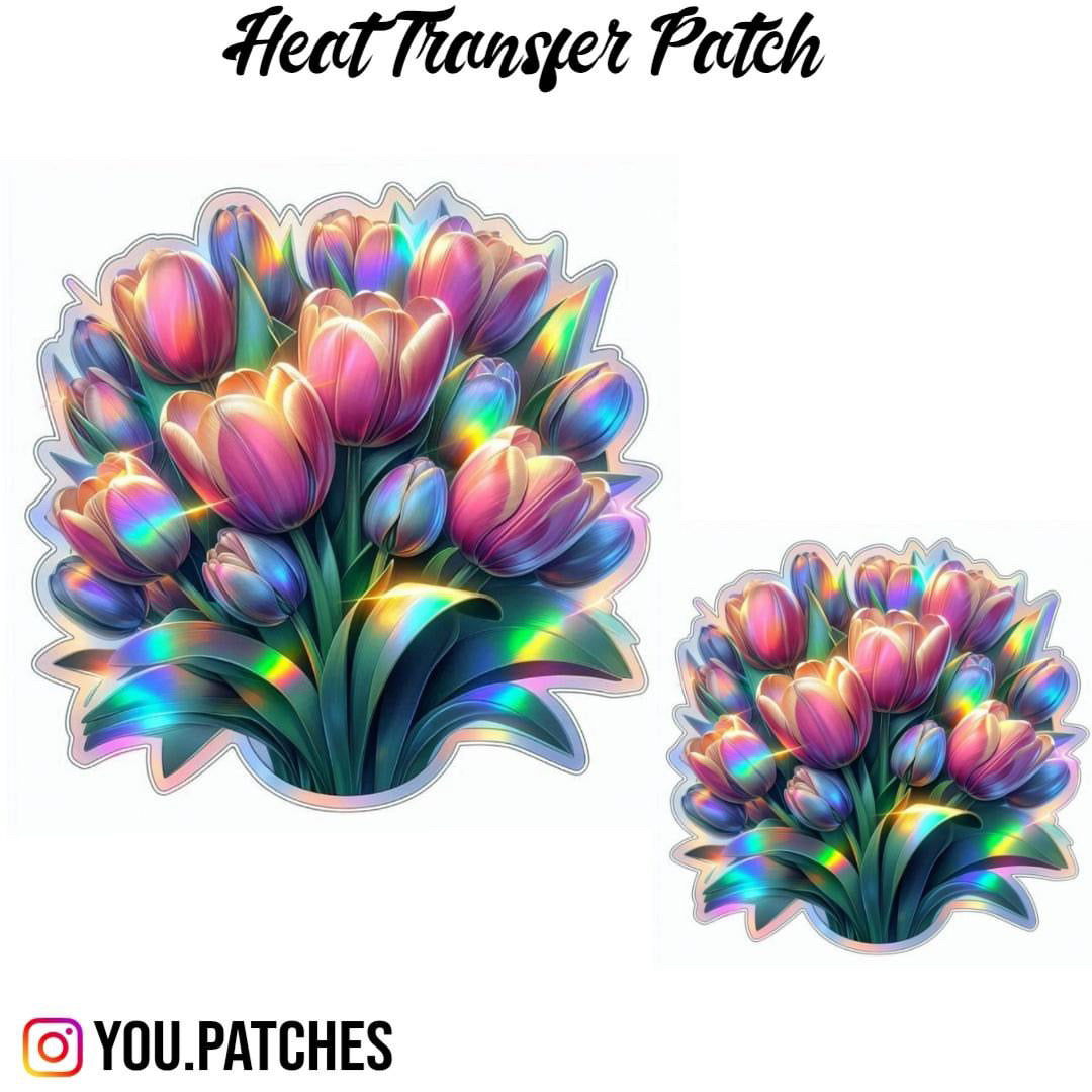 Heat Transfer Holographic Flower Patch (Pack of 2)
