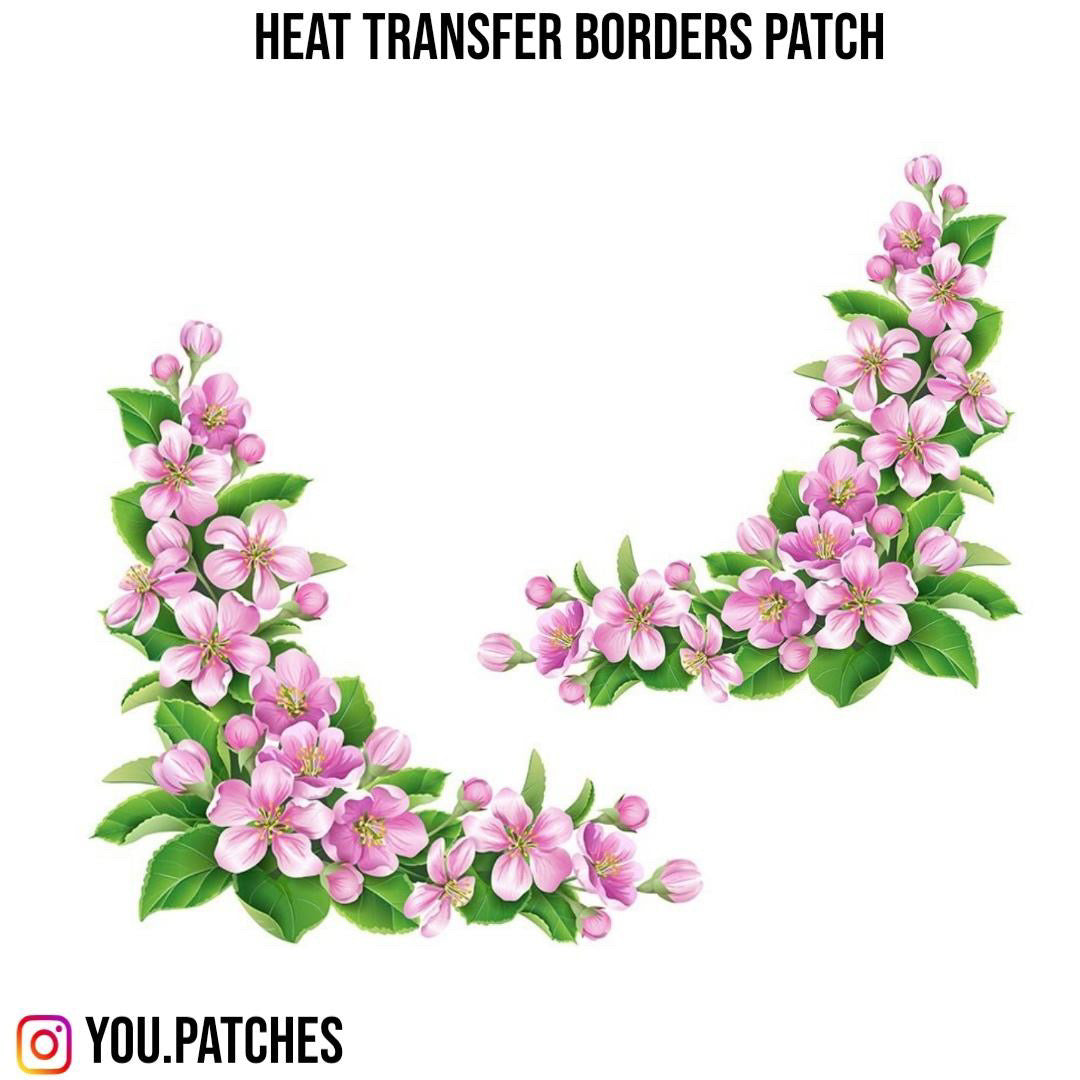 Heat Transfer Flower Border Patch (Pack of 2)