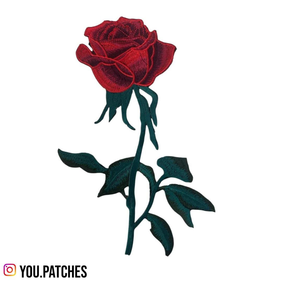 Embroided Iron On Rose Patch