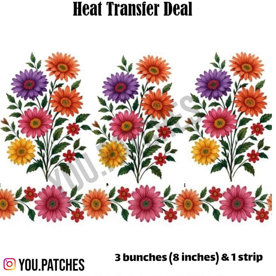 Heat Transfer Multi Flowers Deal (Pack of 4)