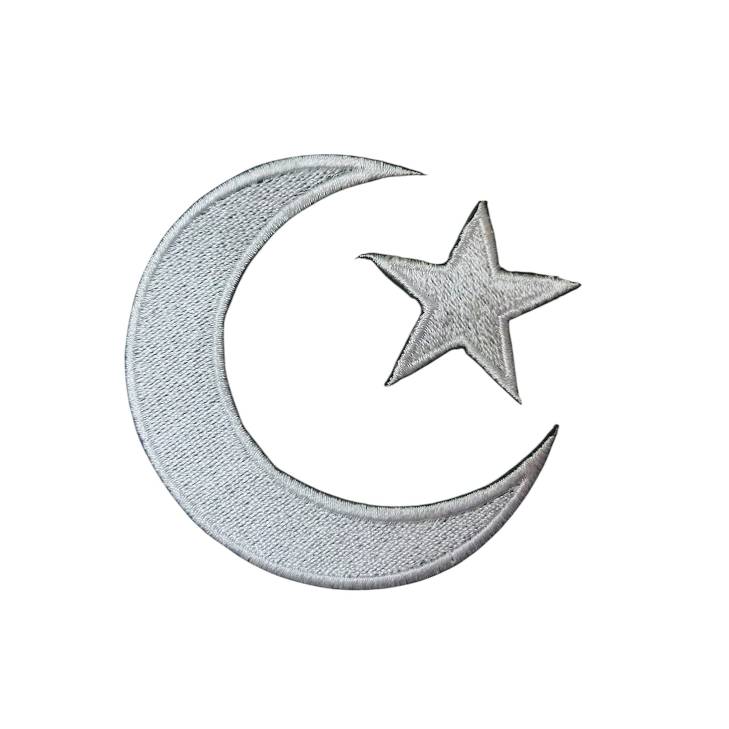 Embroided Iron On White Moon And Star Patch