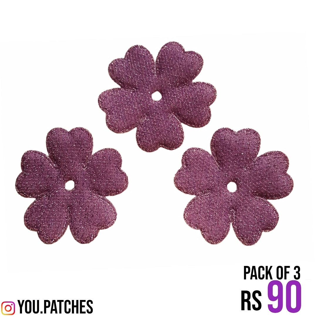 Glittery Flowers Patch (Pack of 3)