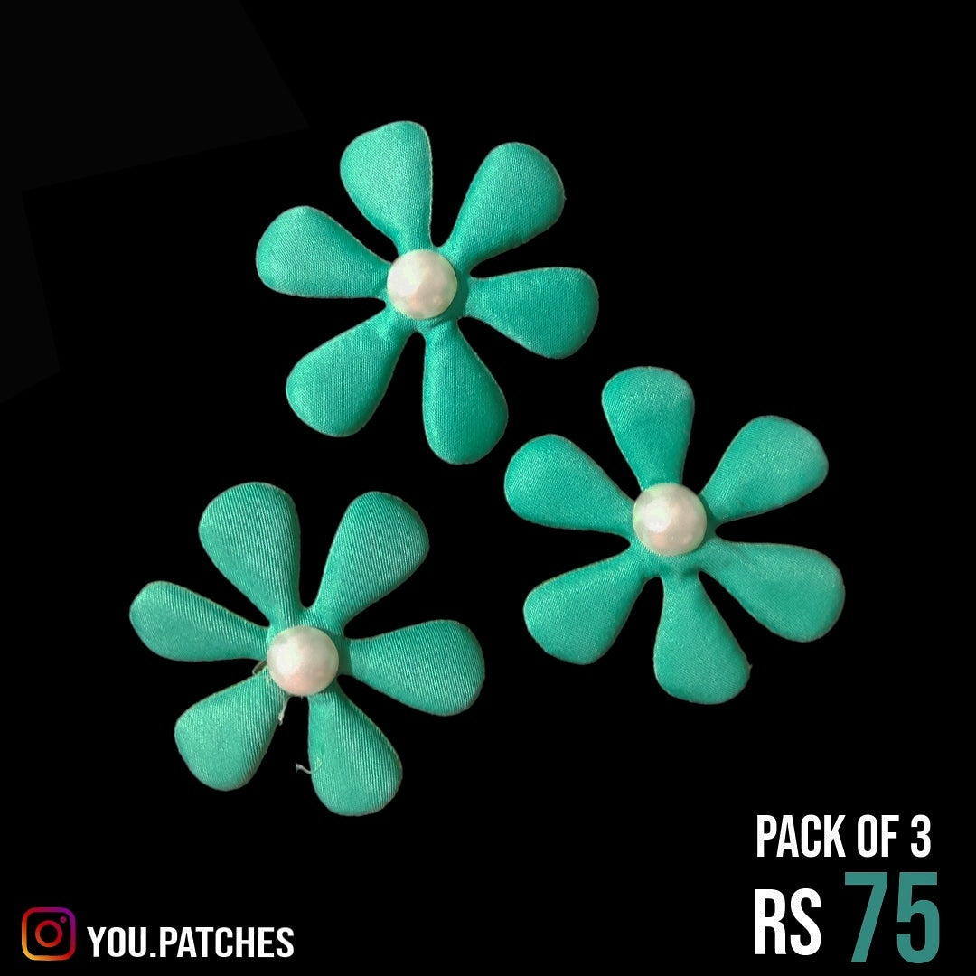Green Padded Flowers (Pack of 3)