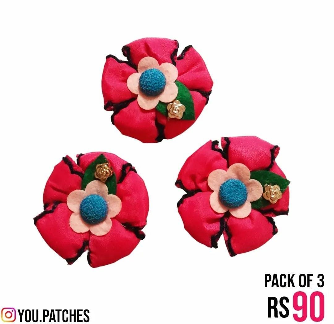 Fabric Flowers patch (Pack of 3)