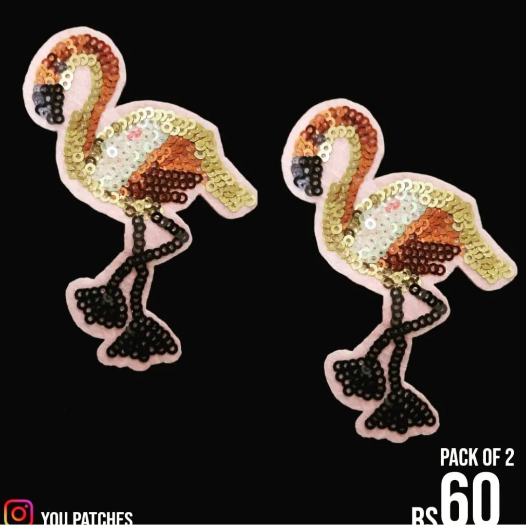 Stick On Sequenced Flamingo Patch (Pack of 2)