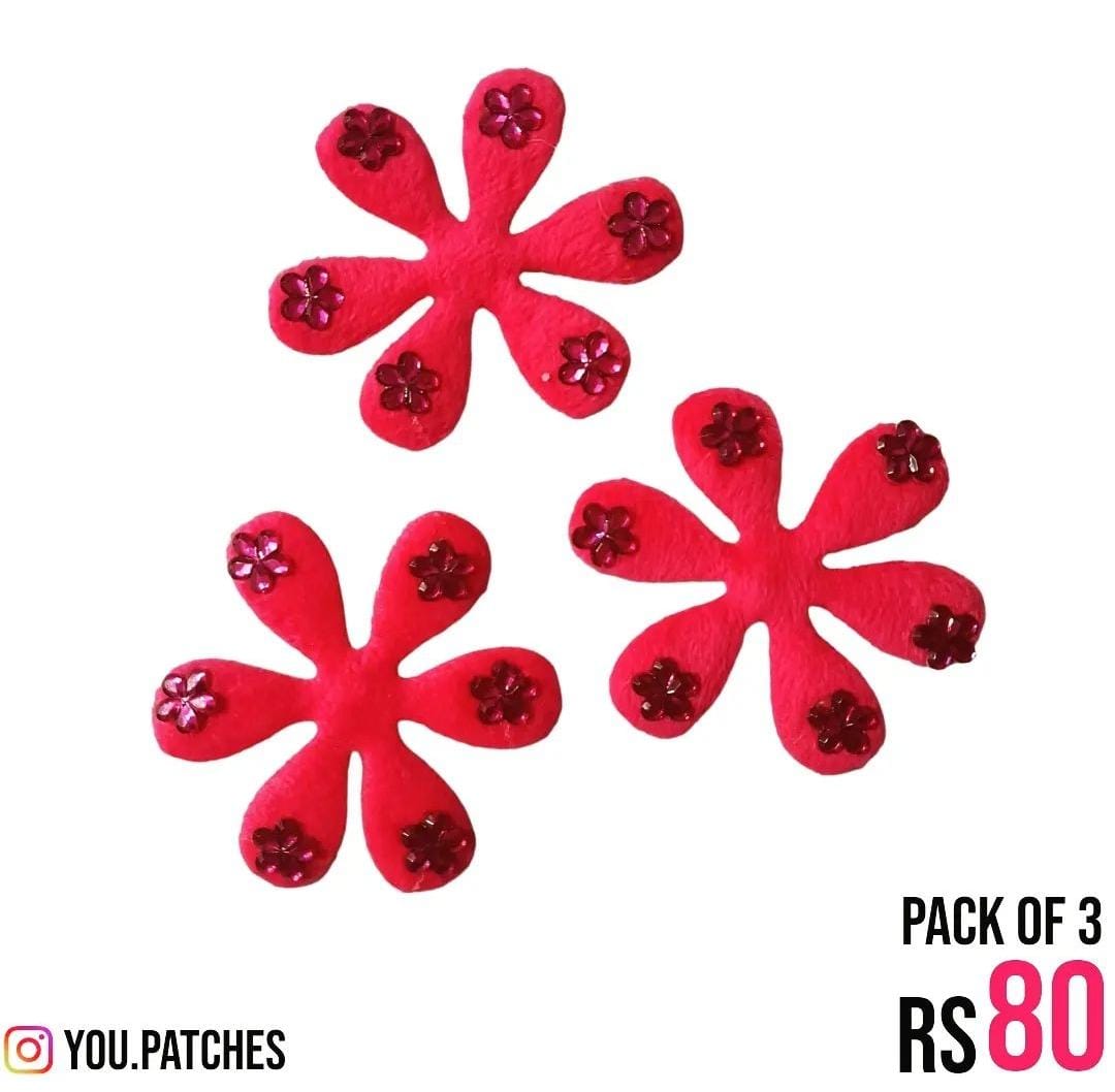 Pink Flowers Patch (Pack of 3)