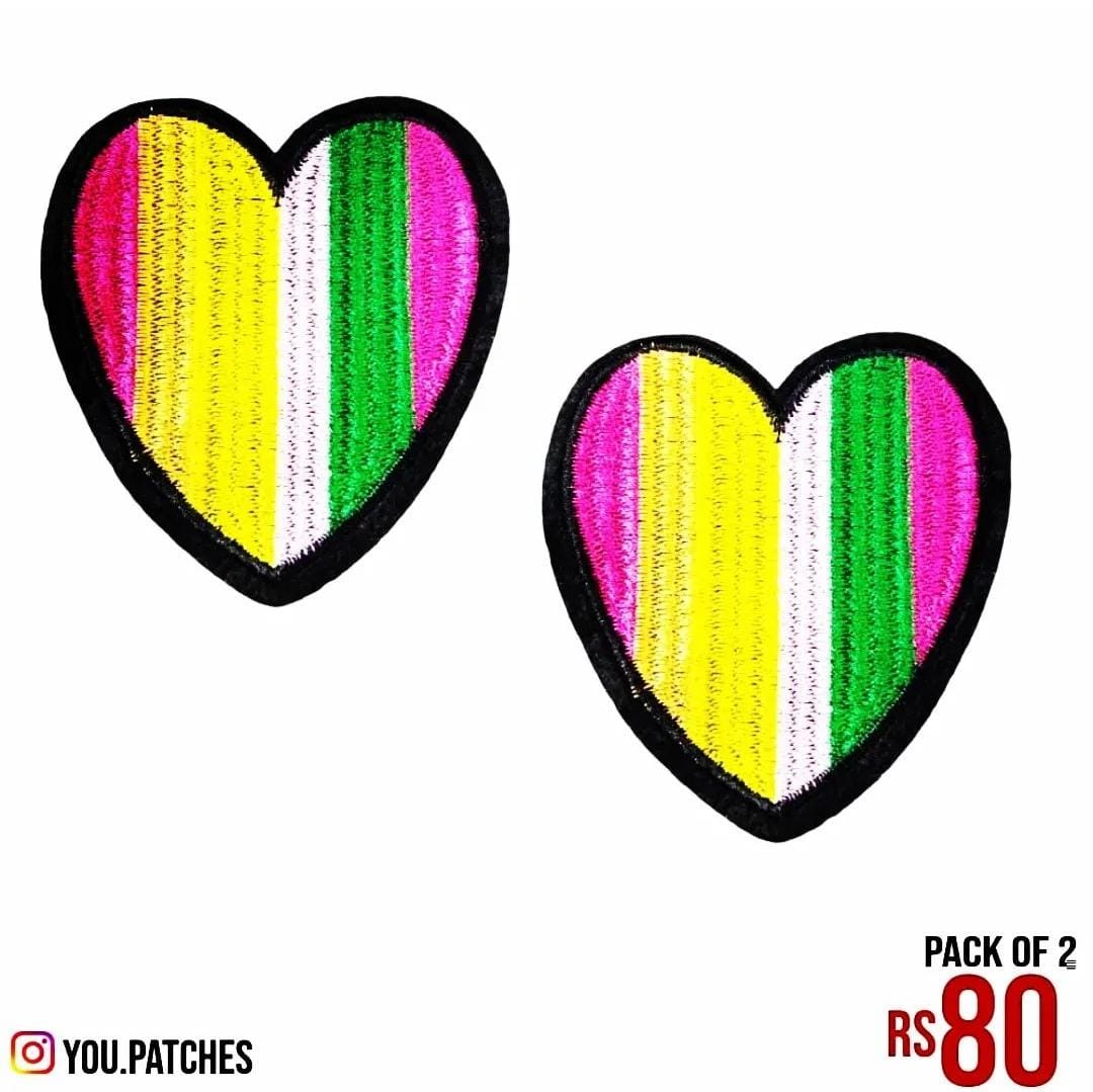 Multi Embroided Hearts Patch (Pack of 2)