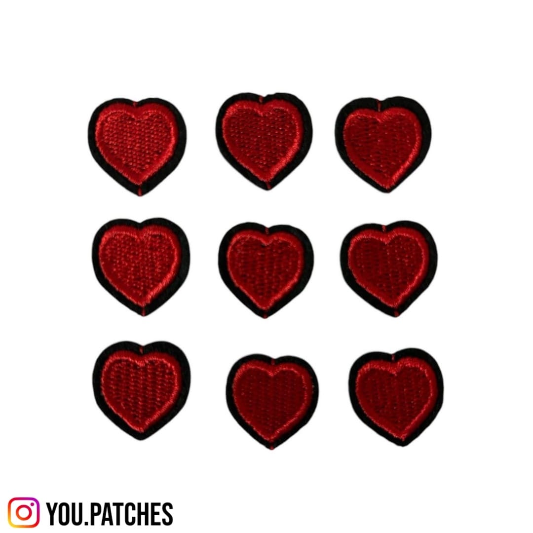 Embroided stick on Red Hearts (Pack of 15)