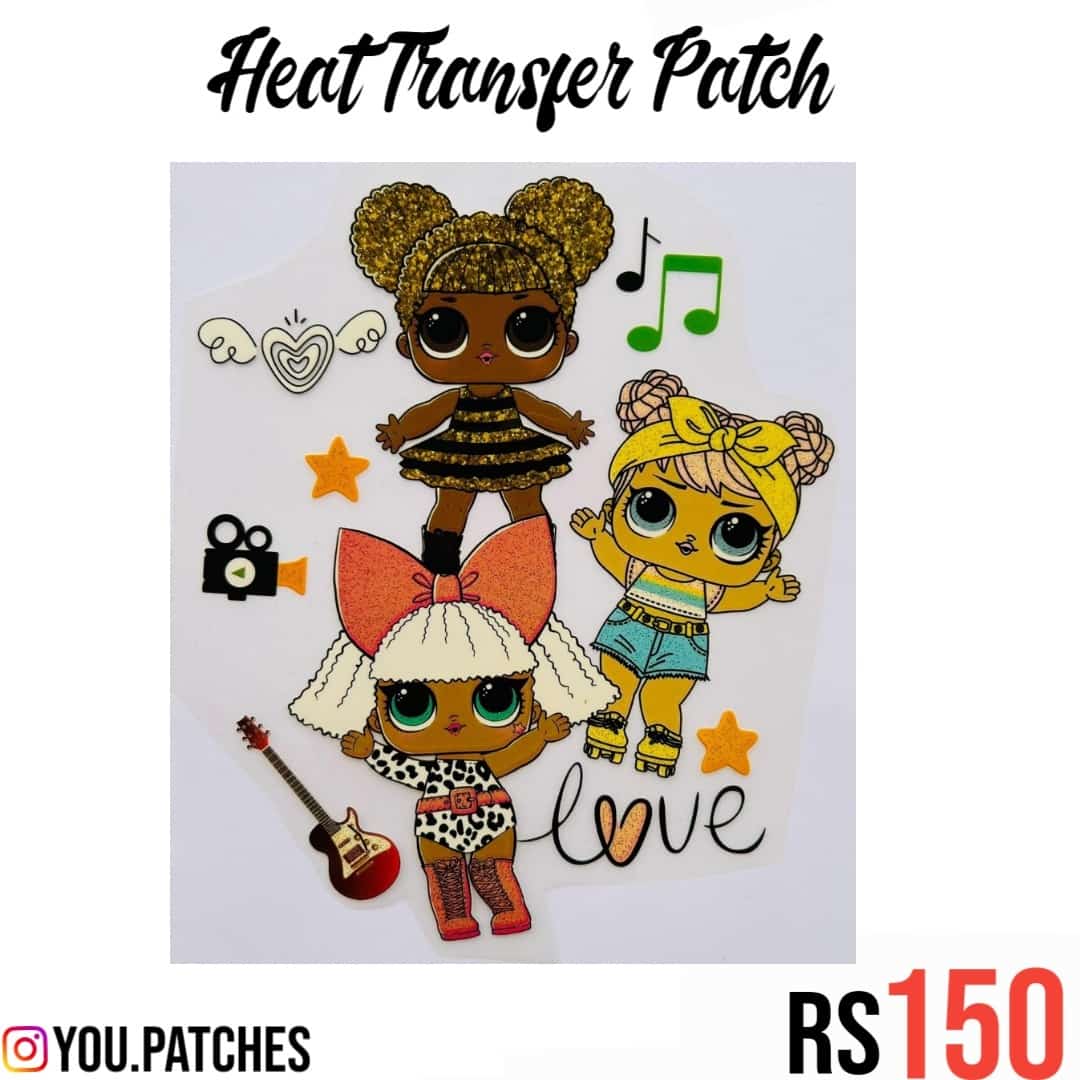 Glittery Heat Transfer LOL Doll Patch