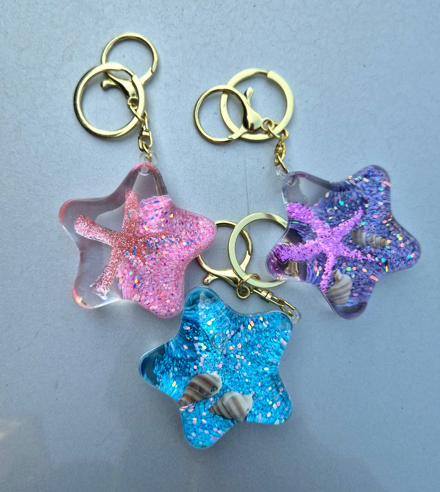 Crystal Liquid Star Shaped Key Chain