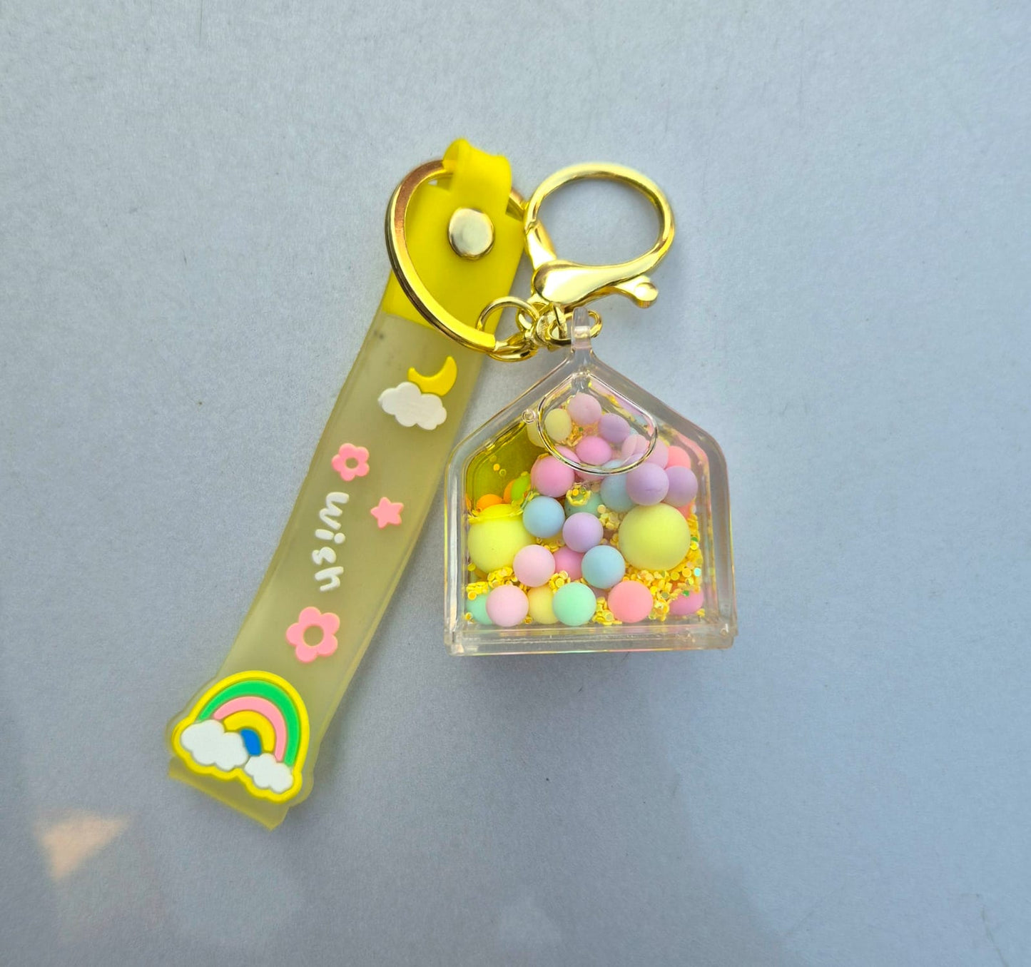 Crystal Liquid Hut Shaped Key Chain