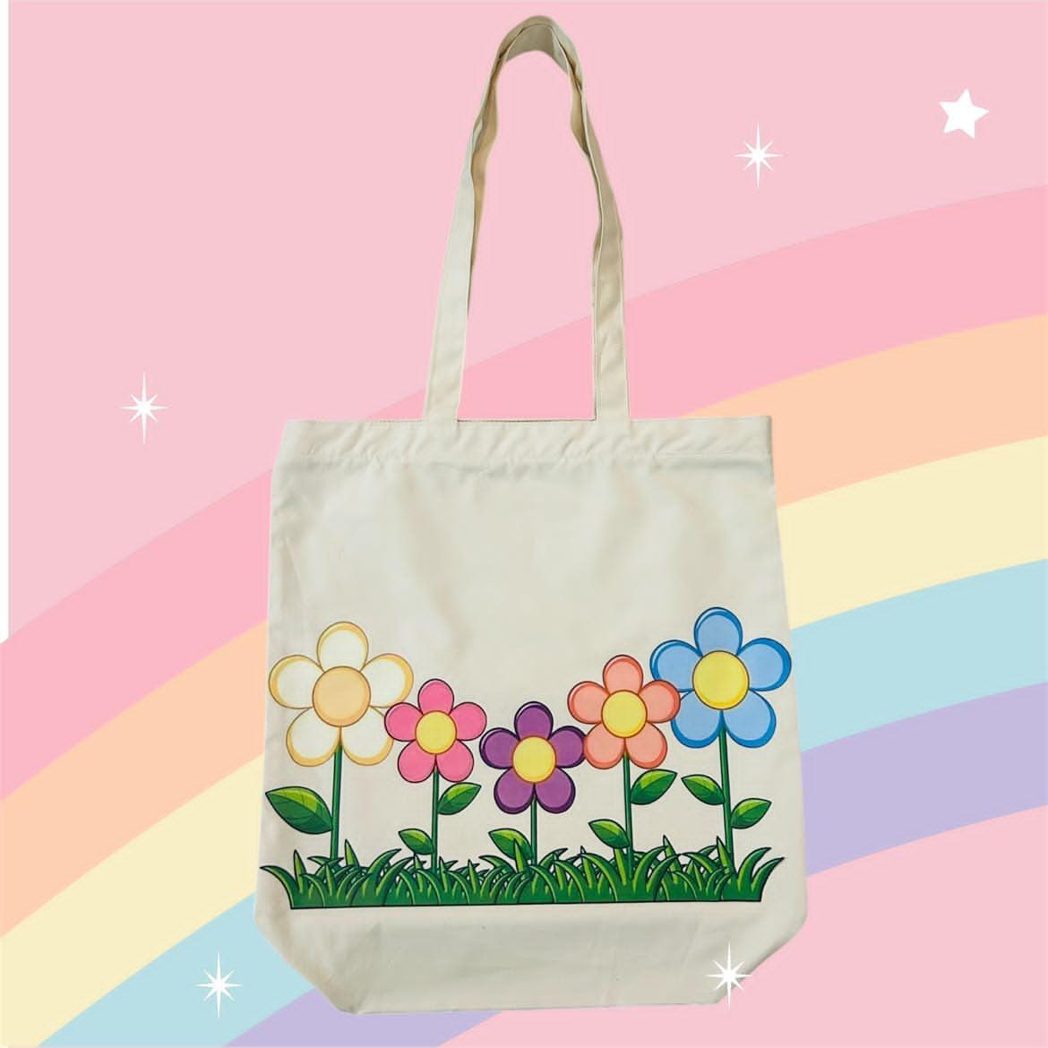 Canvas Floral Tote Bag With Zip