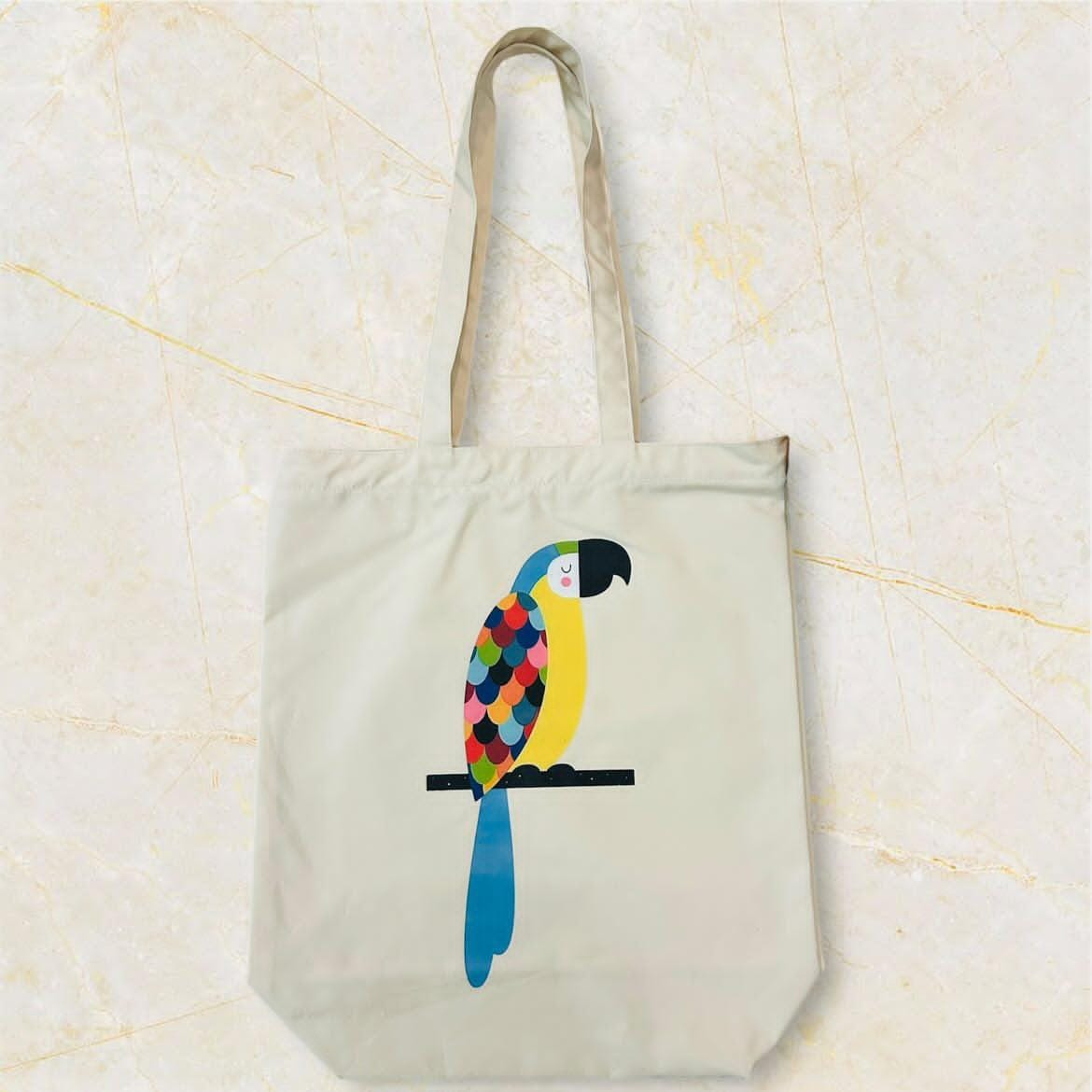 Canvas Parrot Tote Bag With Zip