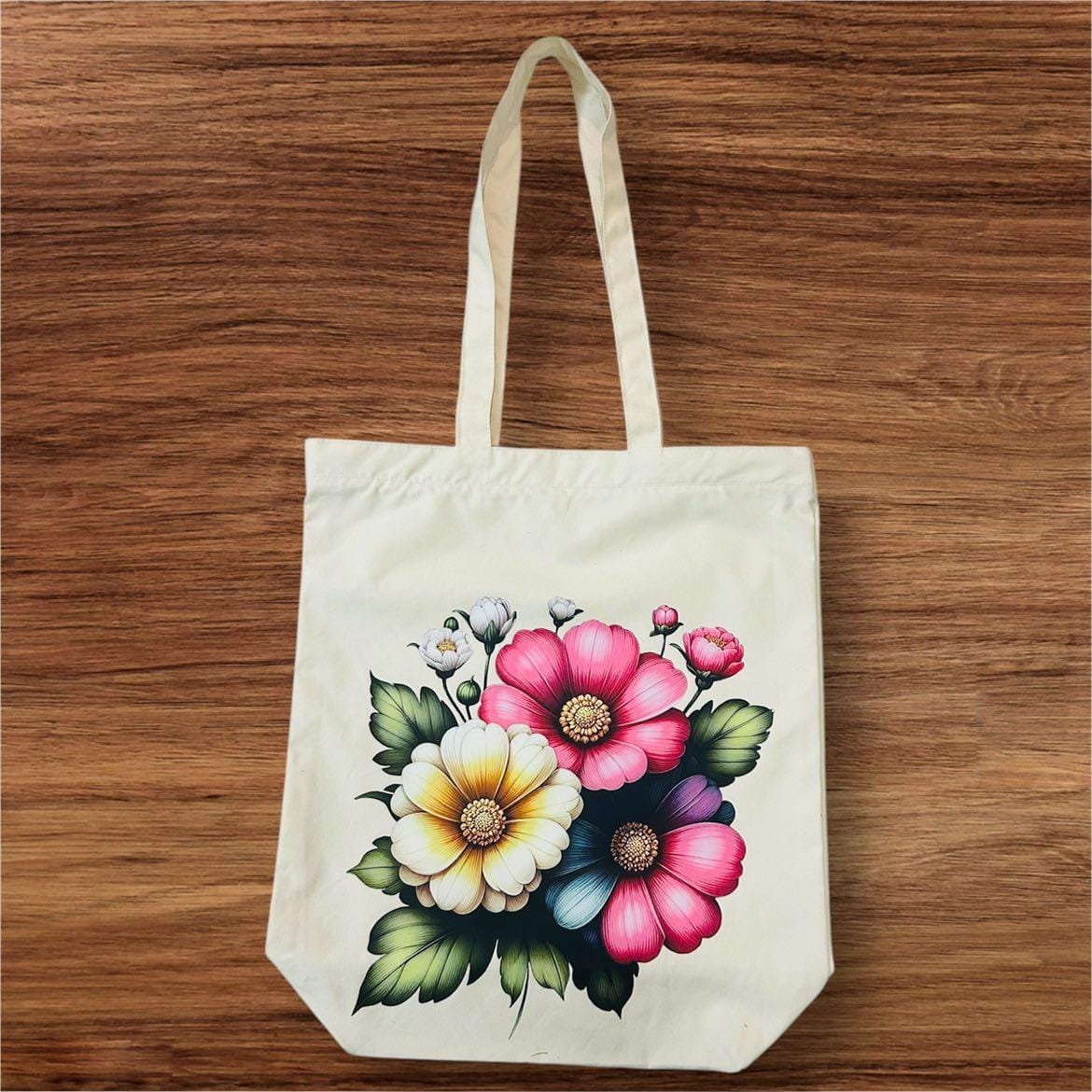 Floral Canvas Tote Bag with Zips