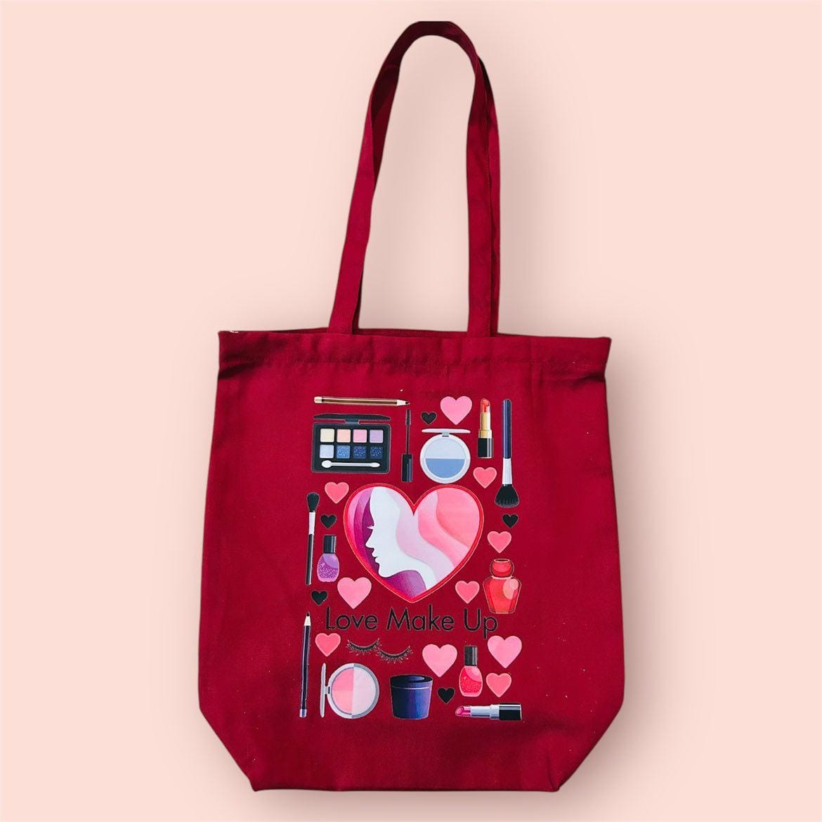 Cotton Makeup Tote Bag with Zip