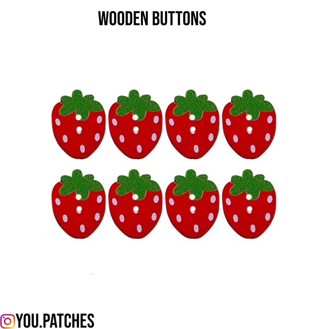 Wooden Strawberry Buttons