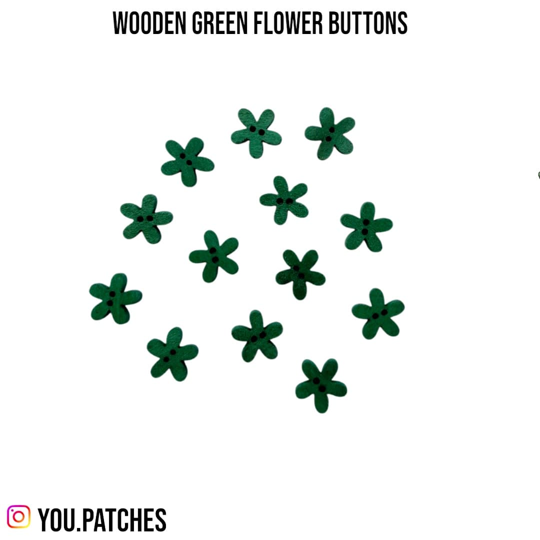 Wooden Green Flower Buttons
