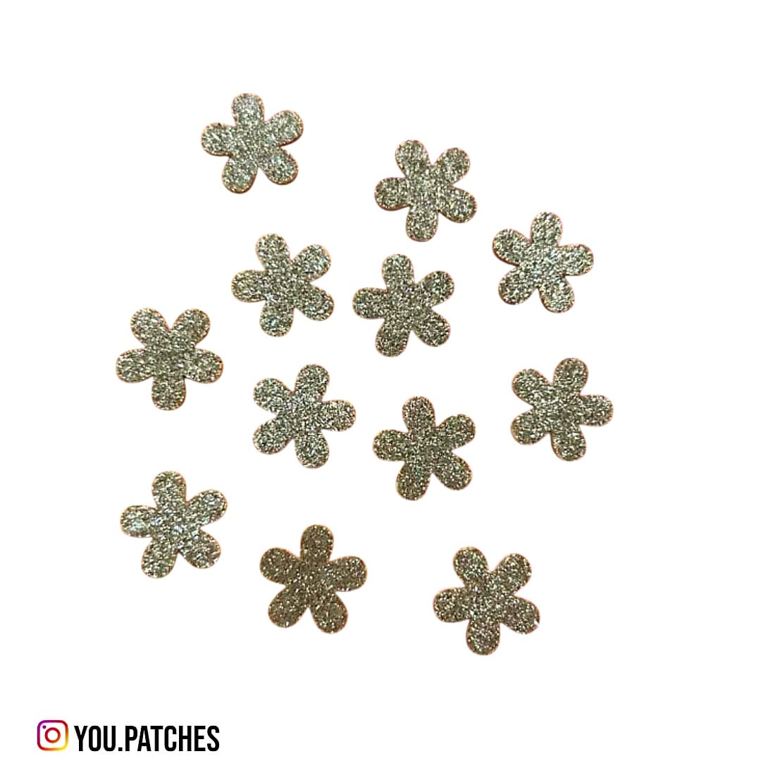 Silver Glittery Flowers (Pack of 15)