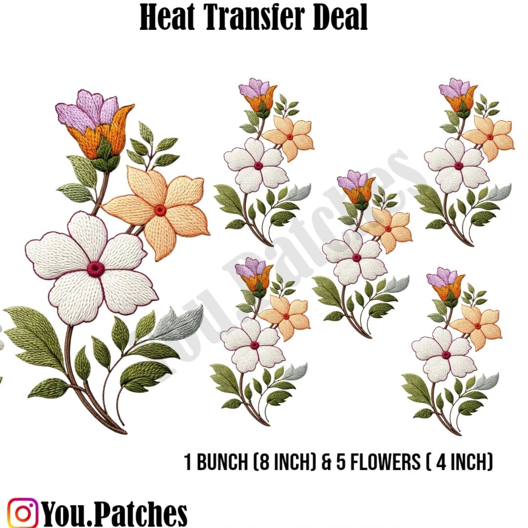 Heat Transfer Flower Bunch (Pack of 5)
