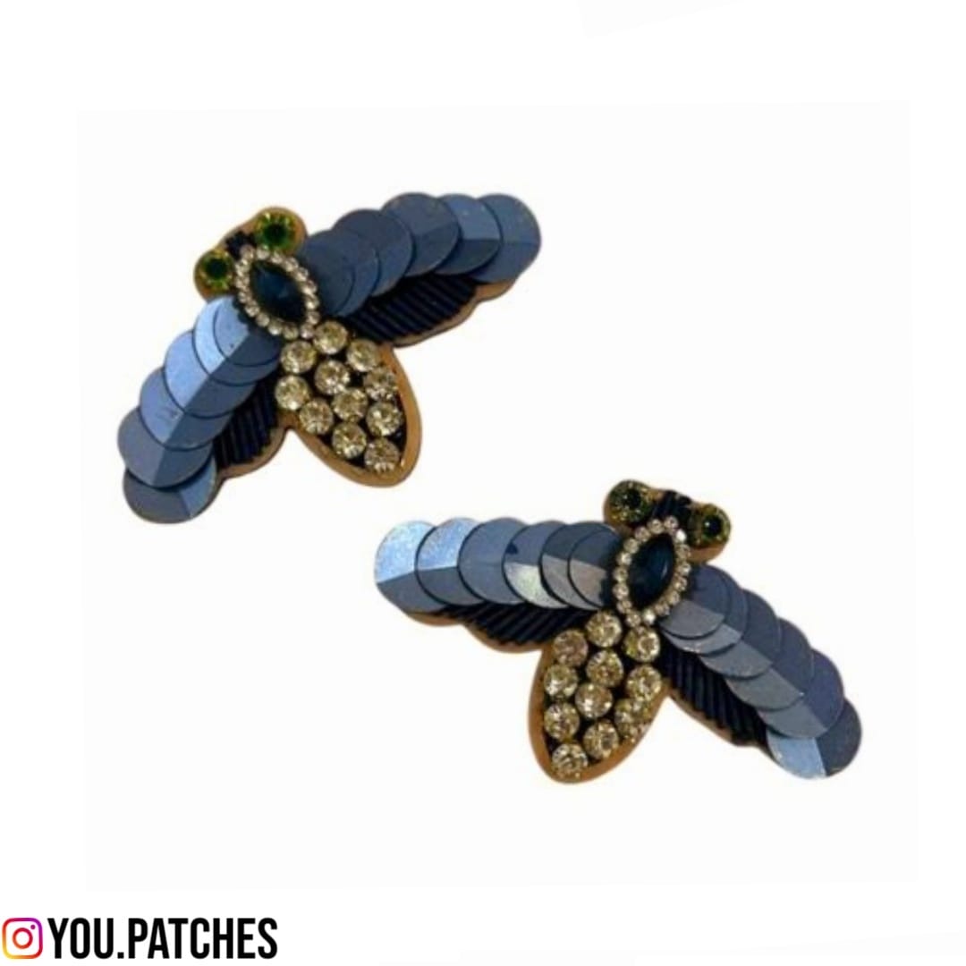 Embellished Black Bee Patch (Pack of 2)