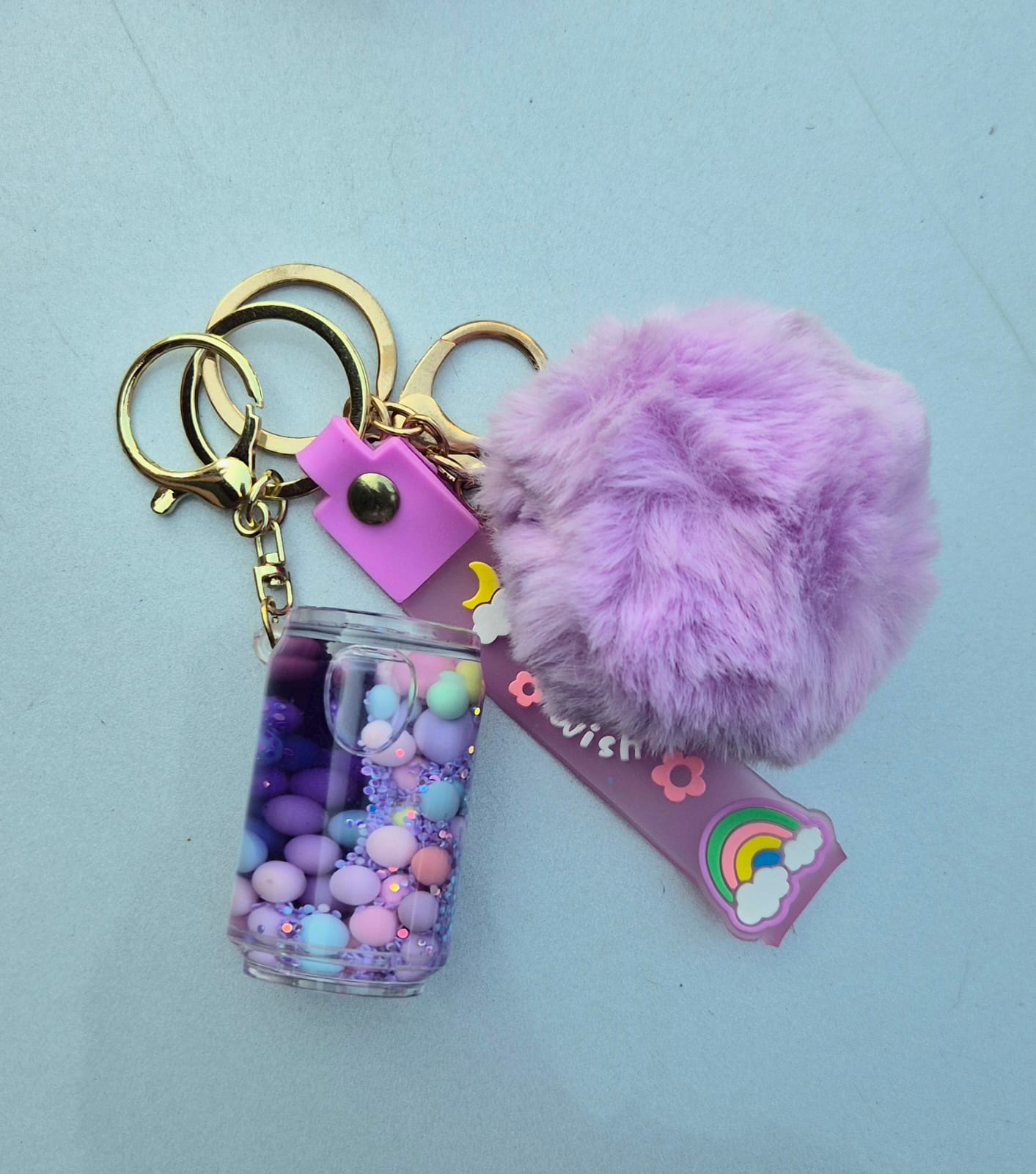 Crystal Liquid Bottle Shaped Key Chain