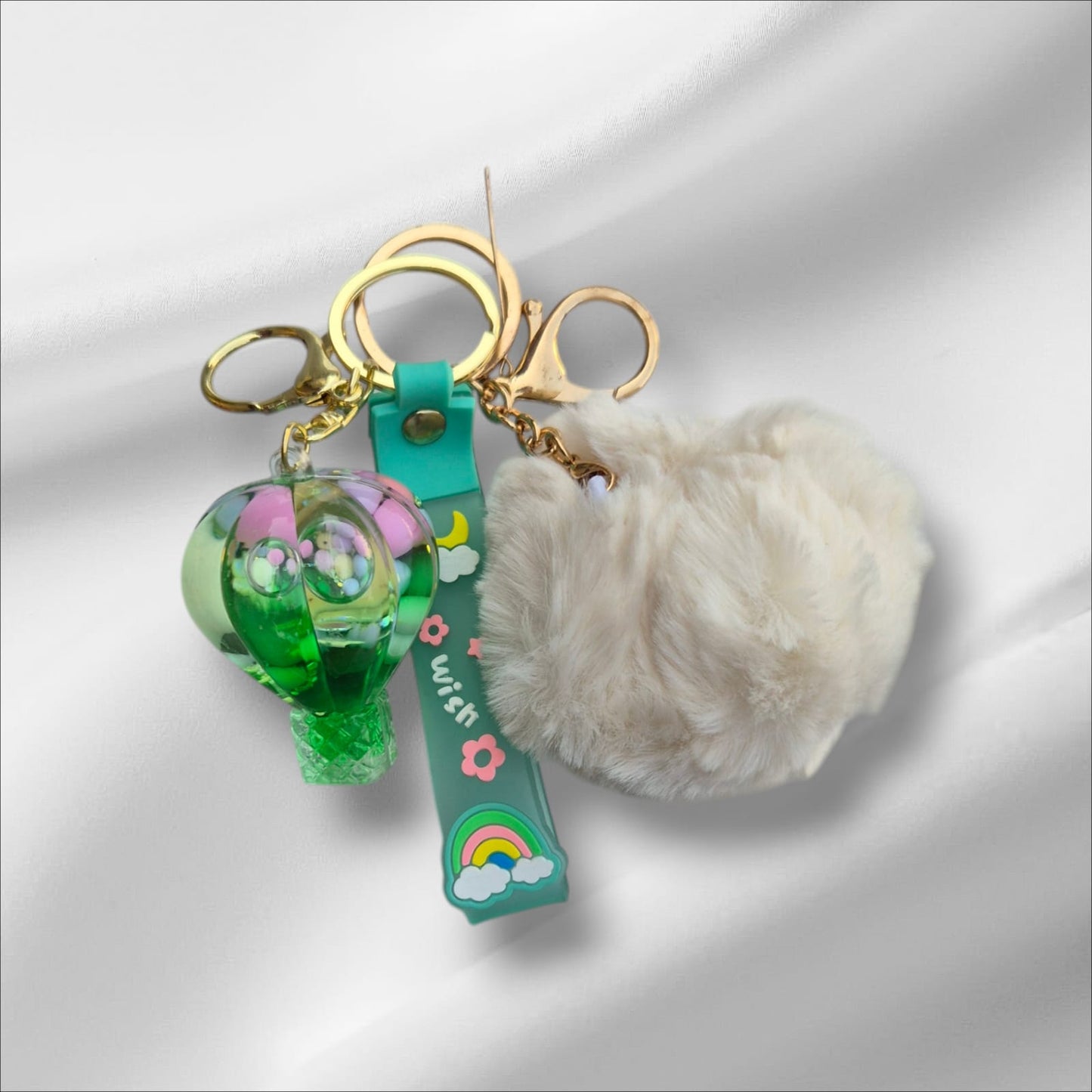 Crystal Liquid Parachute Key Chain