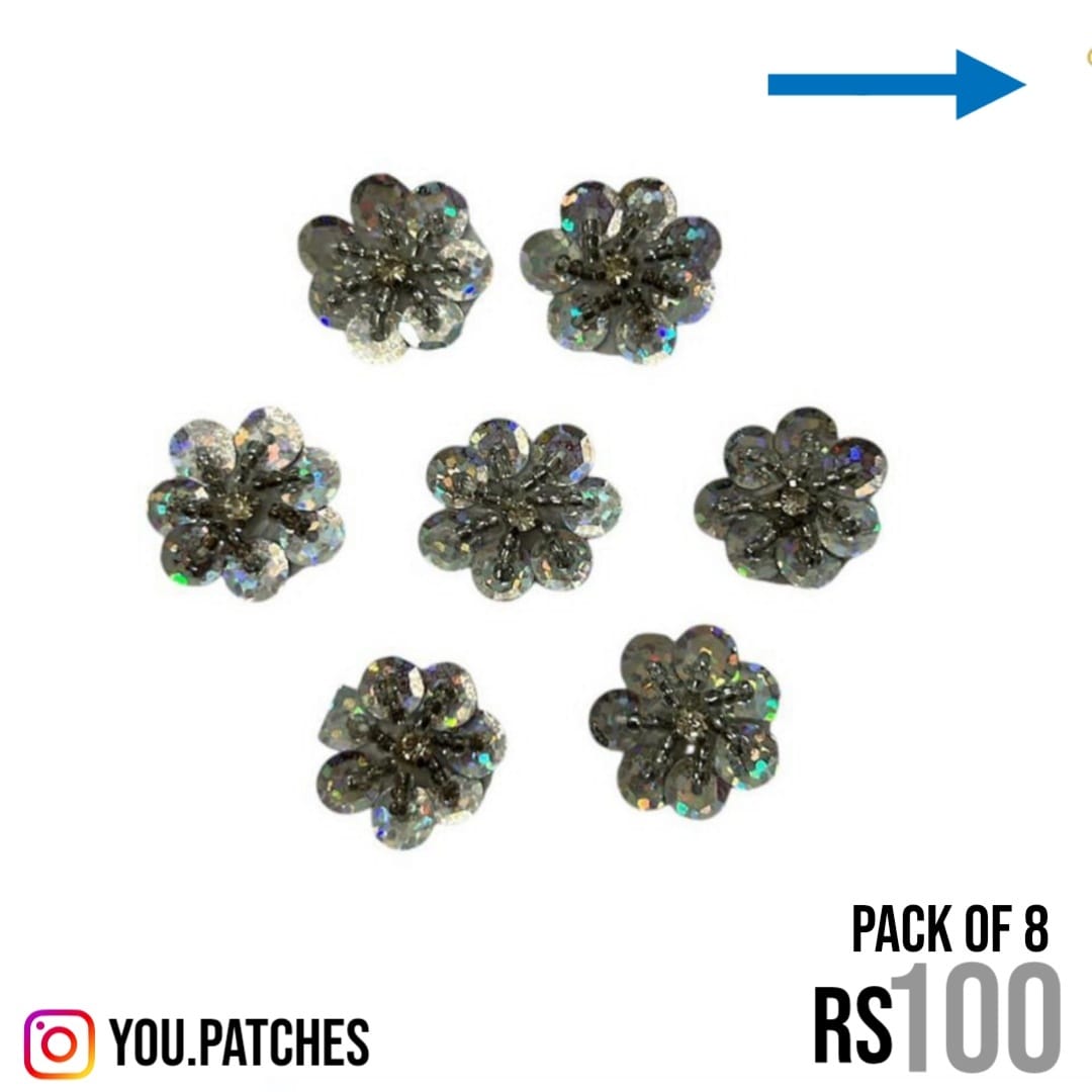 Embellished Flower Patches (Pack of 8)