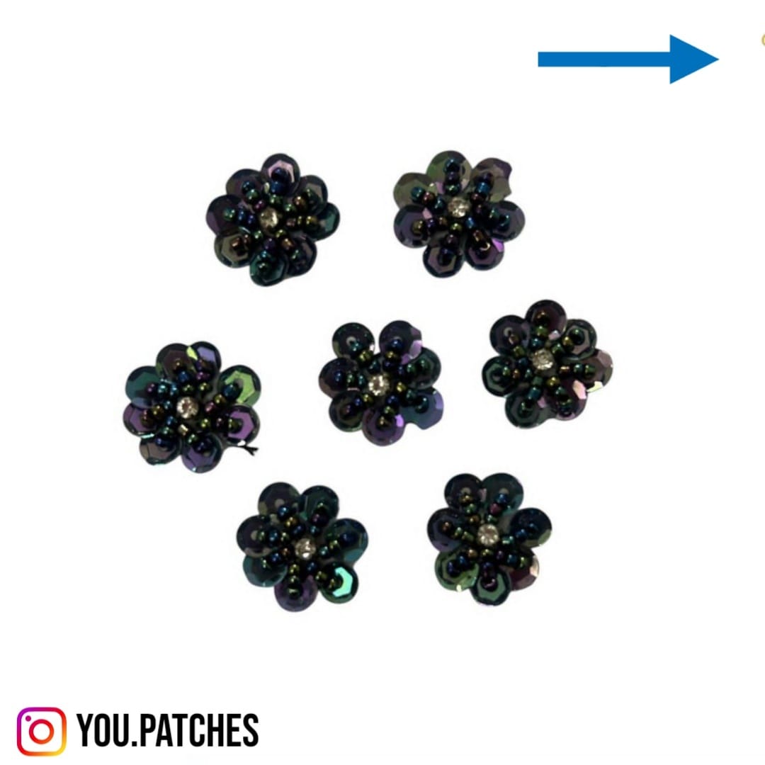 Embellished Flower Patches (Pack of 8)