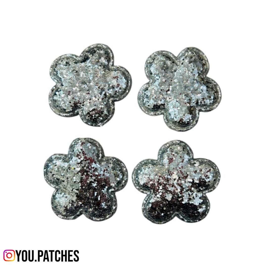 Glittery Pink Flowers (Pack of 4)