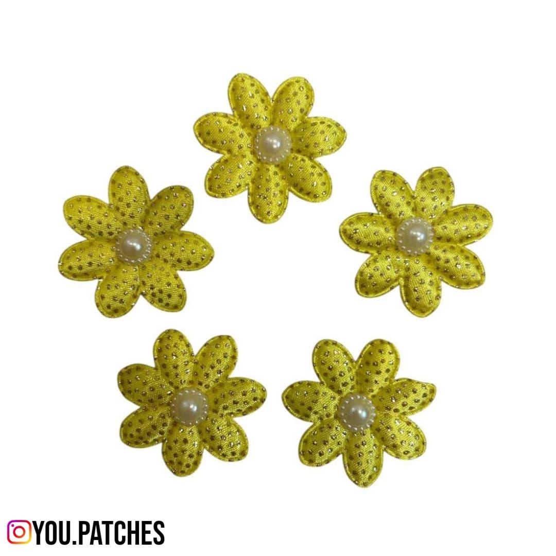 Glittery Beaded Flowers (Pack of 10)
