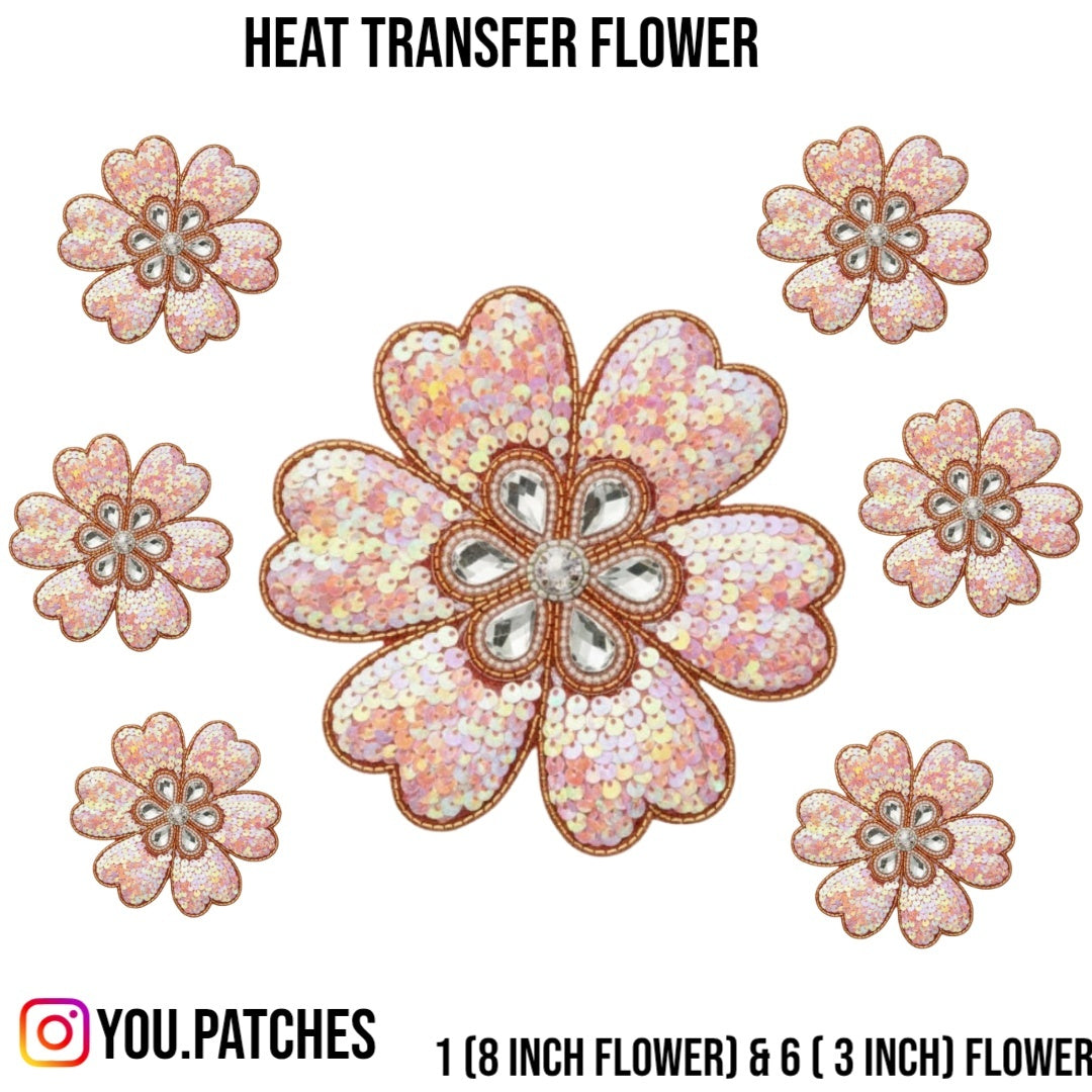 Heat Transfer Flowers Patch (Pack of 7)
