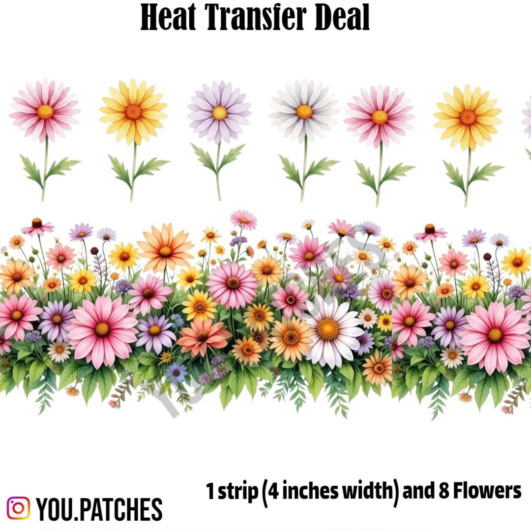 Heat Transfer Flower Deal Patches