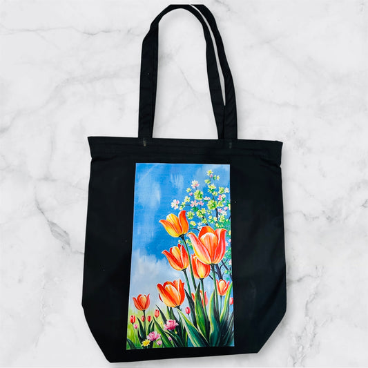 Zipper Cotton Tote Bag