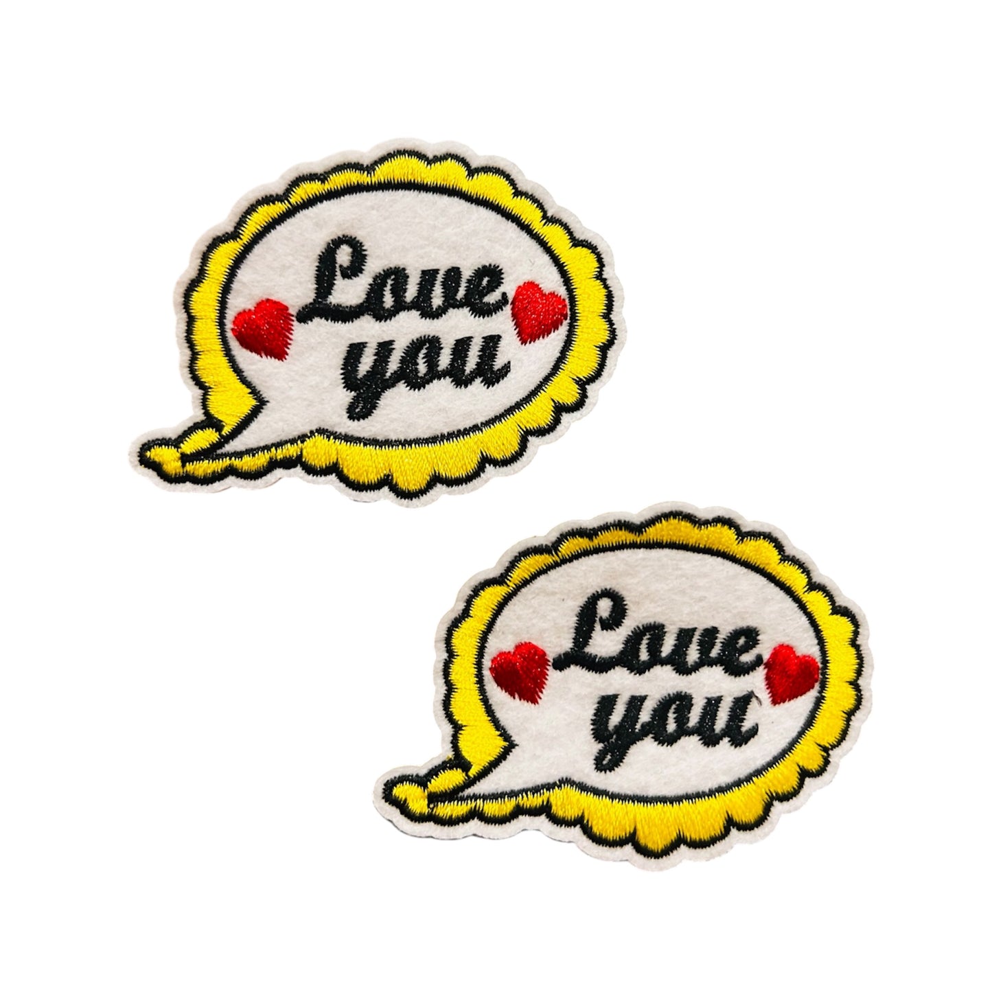 Love You speech bubble embroidered patch