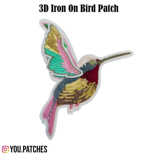 3D Iron On Embroided Bird Patch