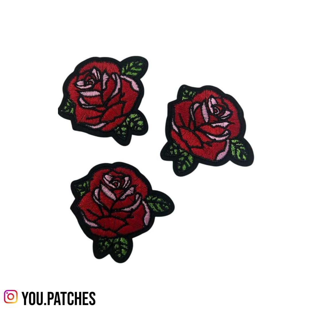 Embroided Iron On Rose Patch (Pack of 3)