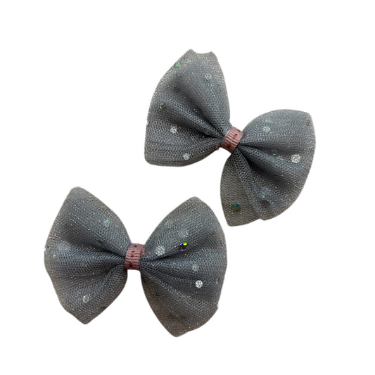 Grey Net Bow (Pack of 2)