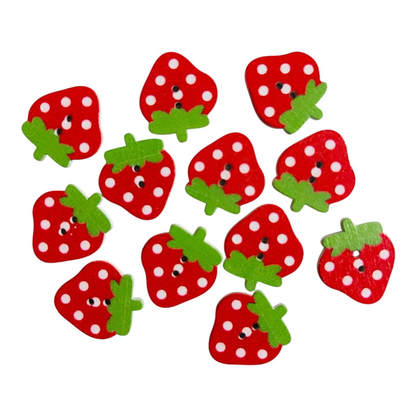 Wooden Strawberry Buttons