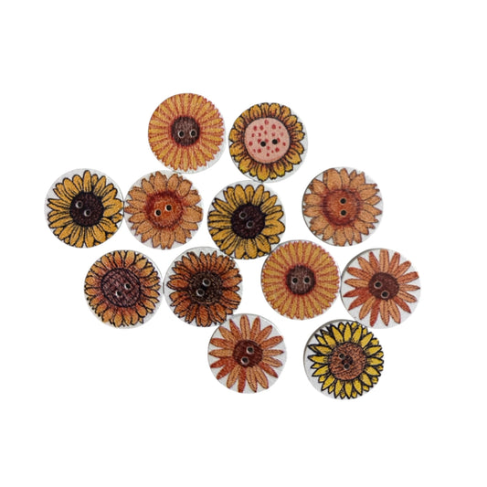 Wooden Sunflower Buttons