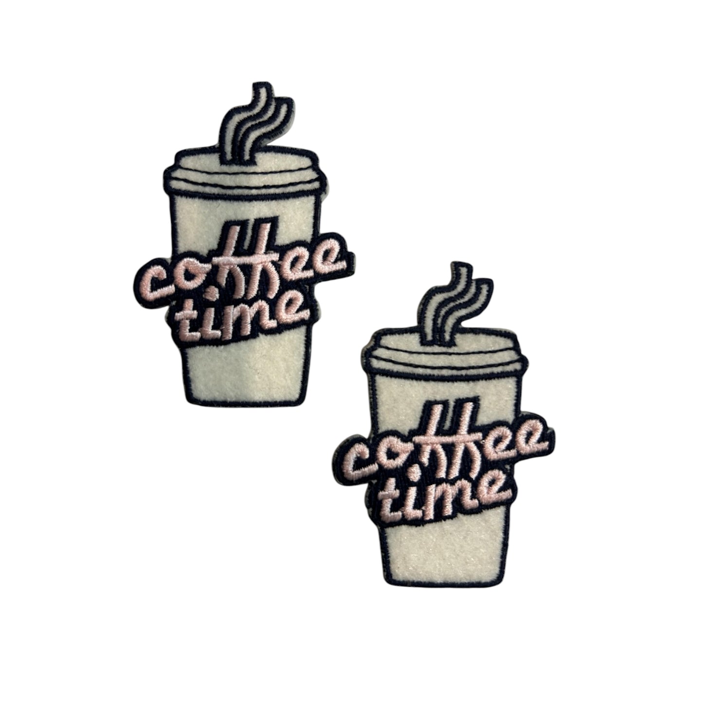 Embroided Iron On Coffee Time Patch (Pack of 2)