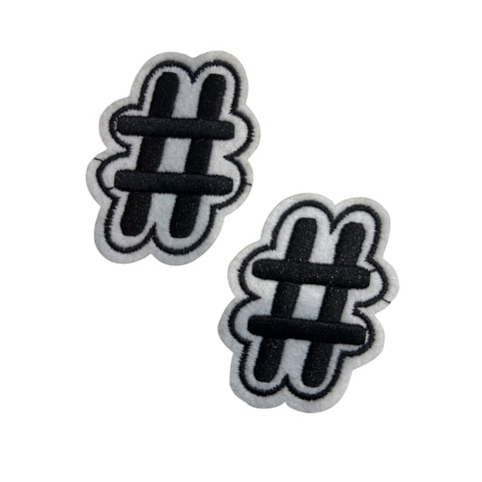 Embroided Iron On Hashtag Patch (Pack of 2)