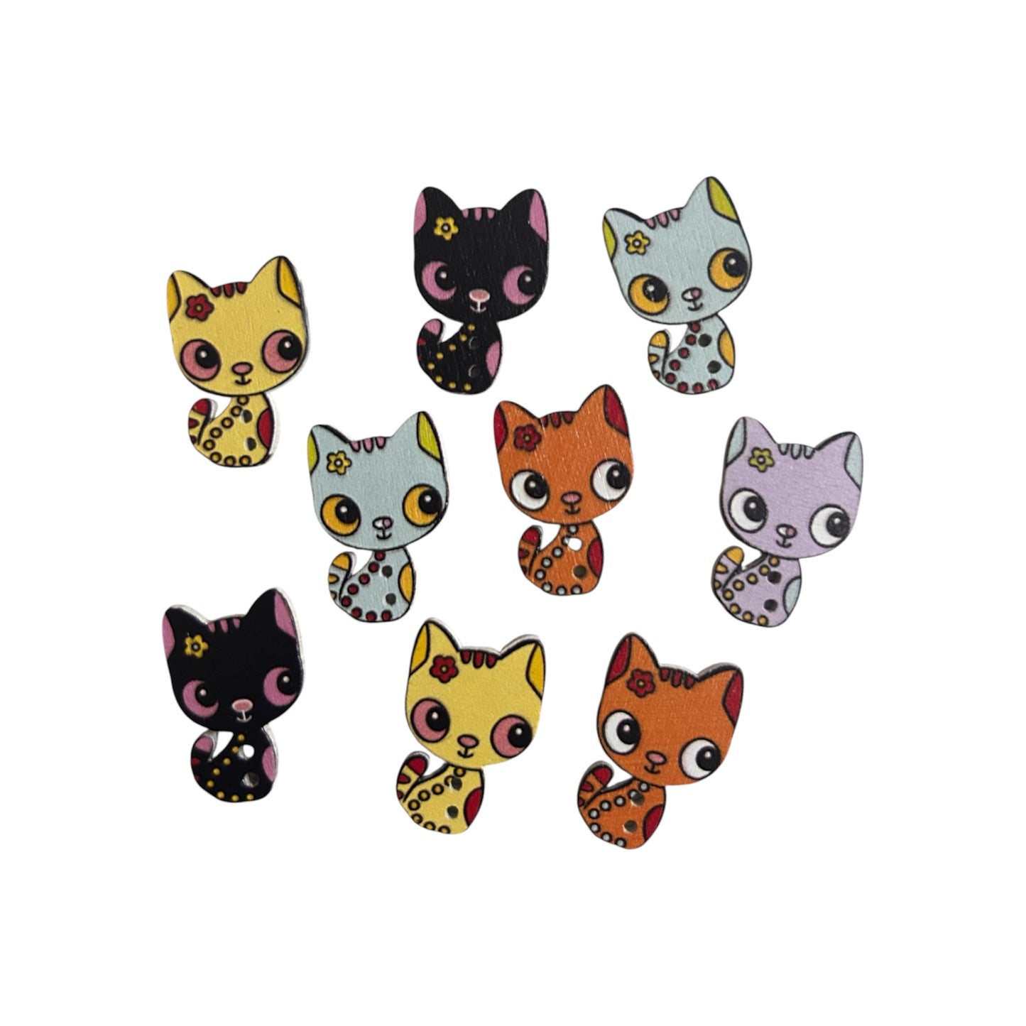 Wooden Cat Buttons