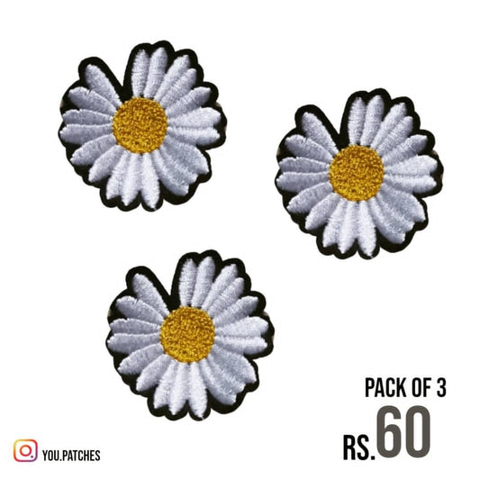 Embroided Daisy Flower Patch (Pack of 3)