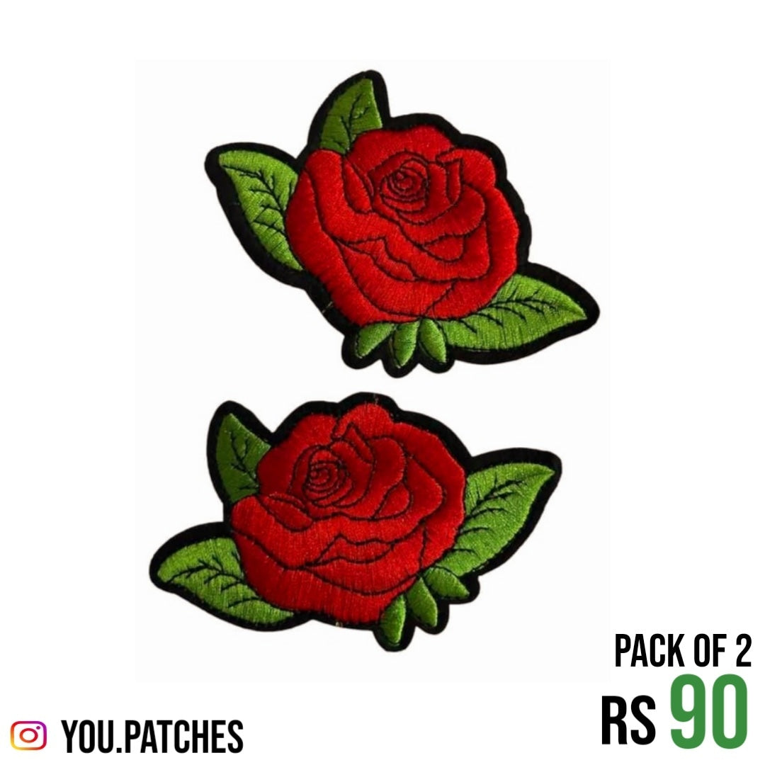 Stick on Embroided Rose Patch (Pack of 2)