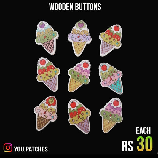 Wooden Ice Cream Buttons