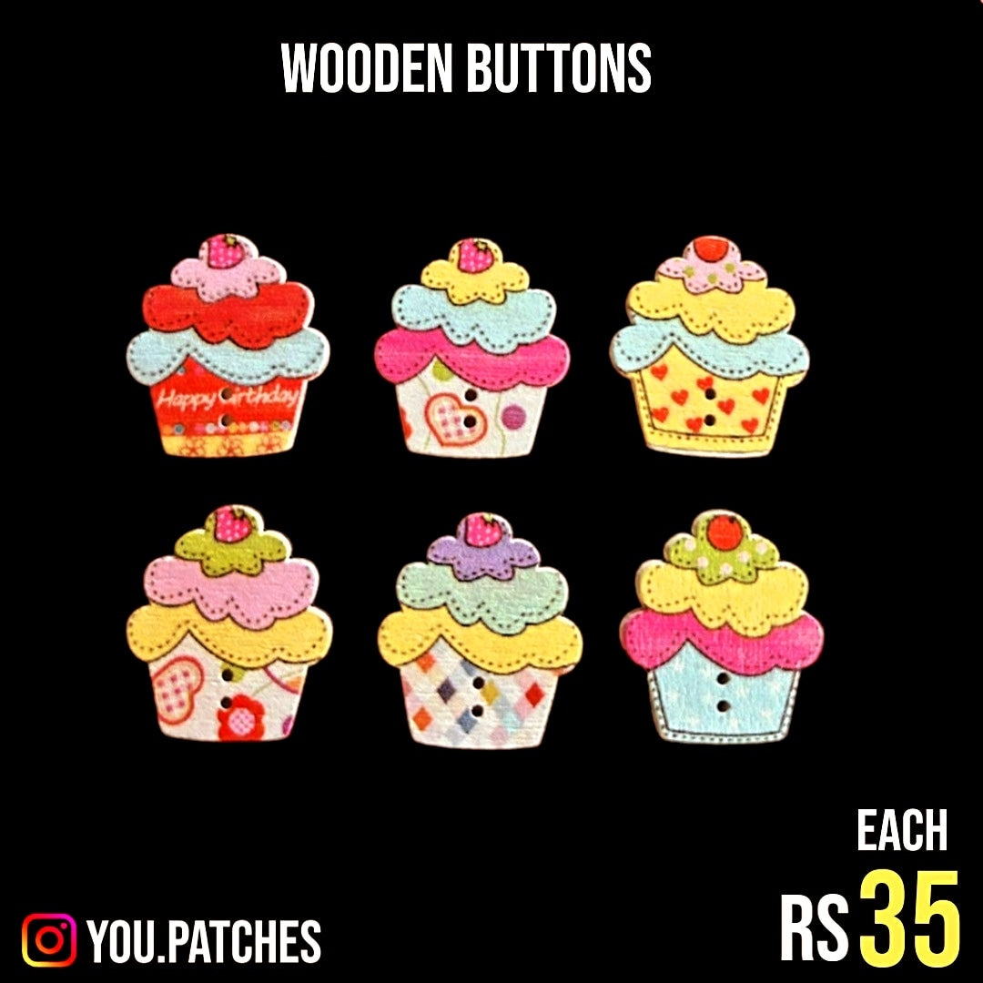 Wooden Cupcake Buttons