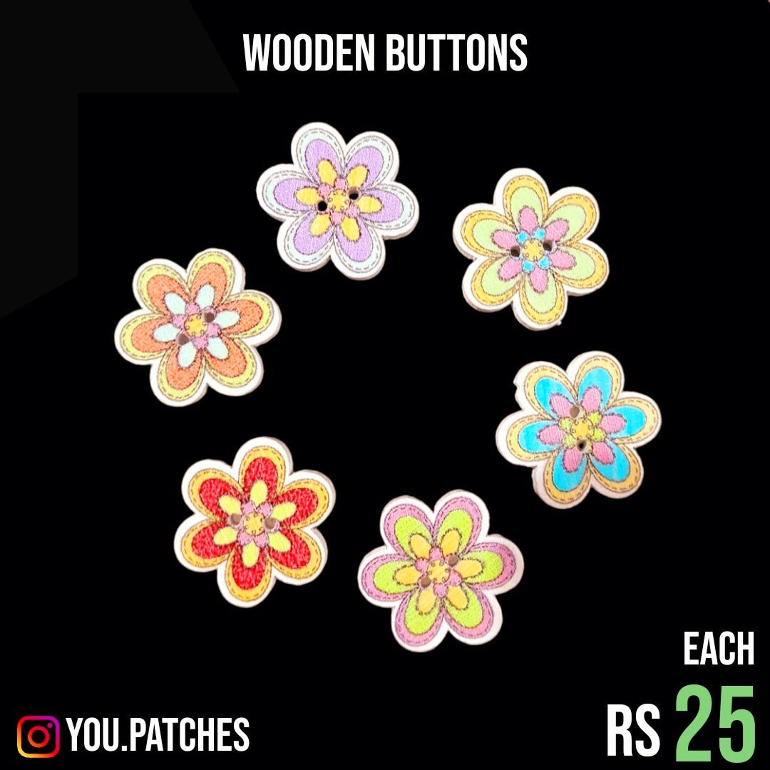 Wooden Flower Buttons