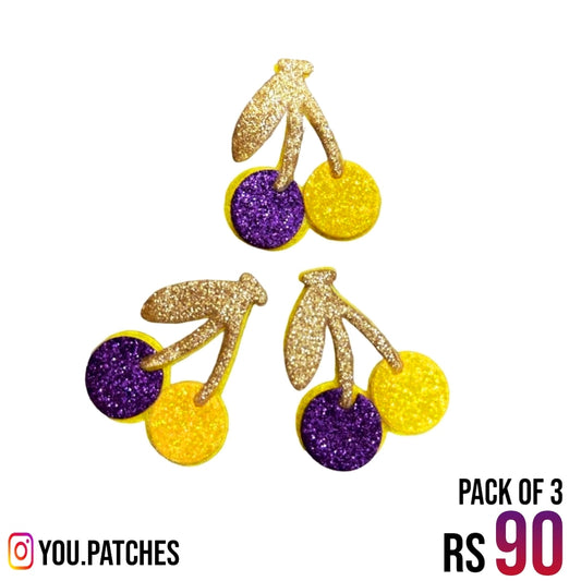 Glittery Cherry Patch (Pack of 3)