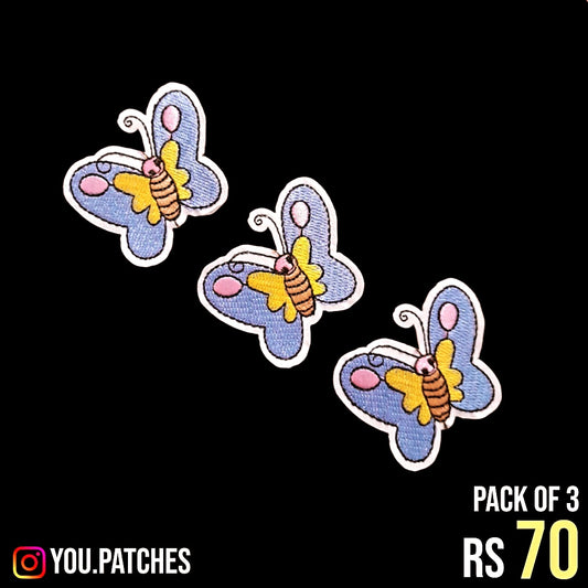 Stick On Embroided Butterfly Patch (Pack of 3)